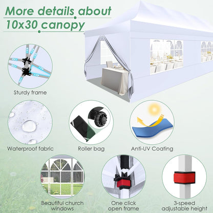 🔥[Hot sale]🔥10x20Pop up Canopy Tent with 6 sidewalls Commercial Heavy Duty Canopy UPF 50+ All Weather Waterproof Outdoor Wedding Party Tents