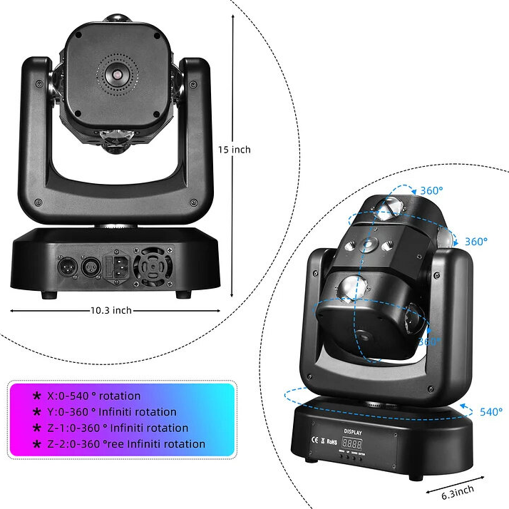 🔥Clearance price $44.99💥150W RGBW Moving Head Stage Light – 8x10W LED Beam, DMX512 Control🎁