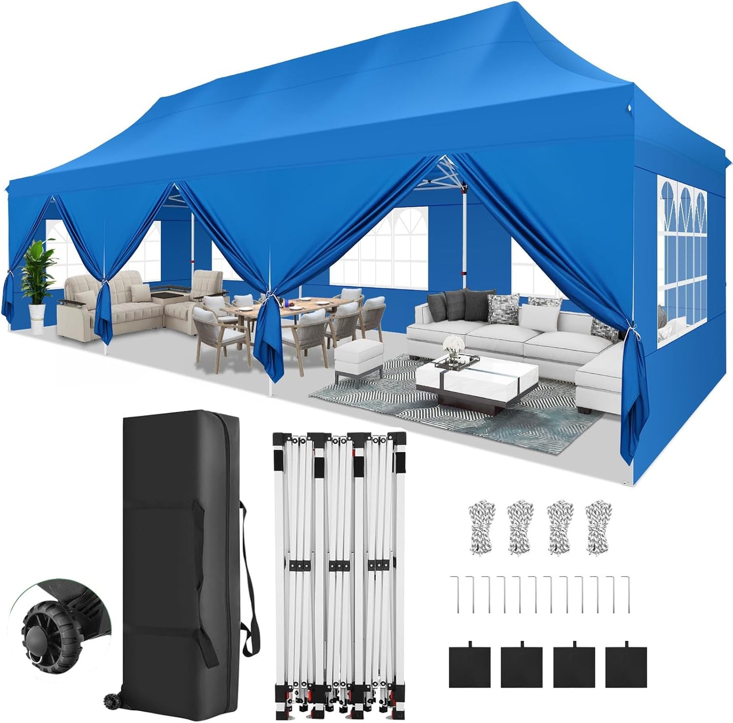 🔥[Hot sale]🔥10x20Pop up Canopy Tent with 6 sidewalls Commercial Heavy Duty Canopy UPF 50+ All Weather Waterproof Outdoor Wedding Party Tents