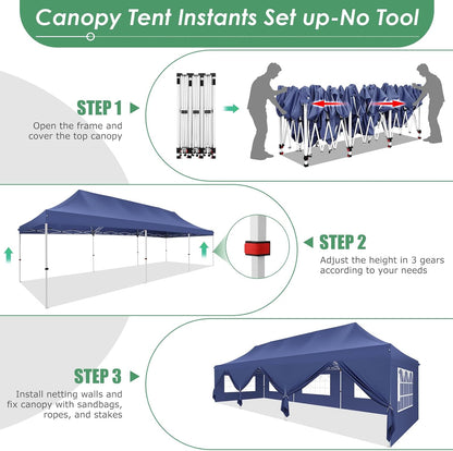🔥[Hot sale]🔥10x20Pop up Canopy Tent with 6 sidewalls Commercial Heavy Duty Canopy UPF 50+ All Weather Waterproof Outdoor Wedding Party Tents