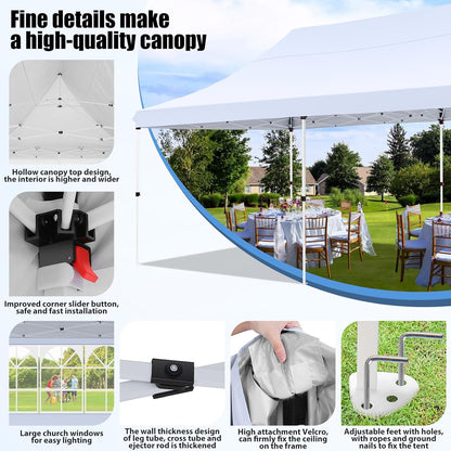 🔥[Hot sale]🔥10x20Pop up Canopy Tent with 6 sidewalls Commercial Heavy Duty Canopy UPF 50+ All Weather Waterproof Outdoor Wedding Party Tents