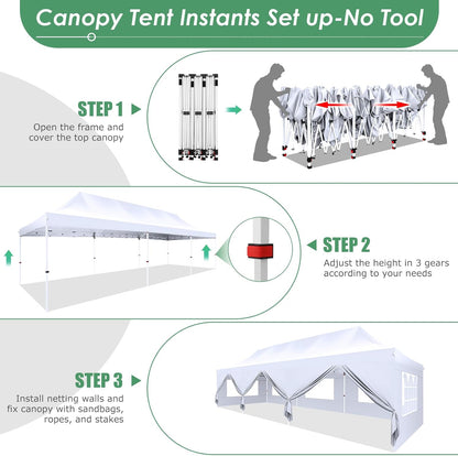 🔥[Hot sale]🔥10x20Pop up Canopy Tent with 6 sidewalls Commercial Heavy Duty Canopy UPF 50+ All Weather Waterproof Outdoor Wedding Party Tents