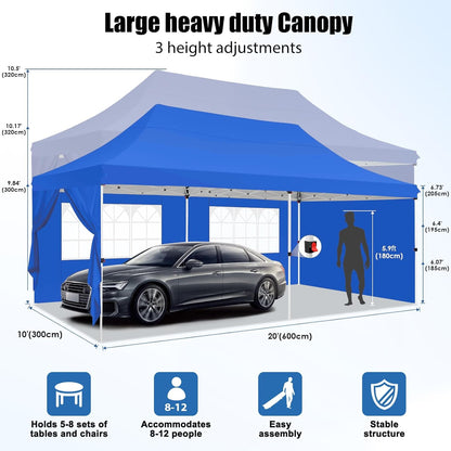 🔥[Hot sale]🔥10x20Pop up Canopy Tent with 6 sidewalls Commercial Heavy Duty Canopy UPF 50+ All Weather Waterproof Outdoor Wedding Party Tents