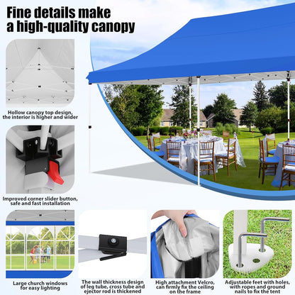 🔥[Hot sale]🔥10x20Pop up Canopy Tent with 6 sidewalls Commercial Heavy Duty Canopy UPF 50+ All Weather Waterproof Outdoor Wedding Party Tents
