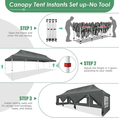 🔥[Hot sale]🔥10x20Pop up Canopy Tent with 6 sidewalls Commercial Heavy Duty Canopy UPF 50+ All Weather Waterproof Outdoor Wedding Party Tents