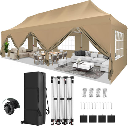 🔥[Hot sale]🔥10x20Pop up Canopy Tent with 6 sidewalls Commercial Heavy Duty Canopy UPF 50+ All Weather Waterproof Outdoor Wedding Party Tents