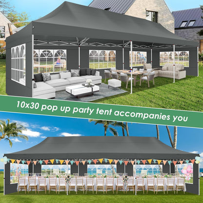 🔥[Hot sale]🔥10x20Pop up Canopy Tent with 6 sidewalls Commercial Heavy Duty Canopy UPF 50+ All Weather Waterproof Outdoor Wedding Party Tents