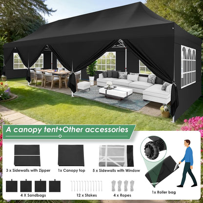 🔥[Hot sale]🔥10x20Pop up Canopy Tent with 6 sidewalls Commercial Heavy Duty Canopy UPF 50+ All Weather Waterproof Outdoor Wedding Party Tents