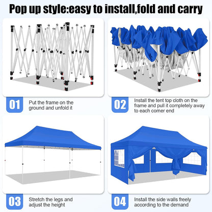 🔥[Hot sale]🔥10x20Pop up Canopy Tent with 6 sidewalls Commercial Heavy Duty Canopy UPF 50+ All Weather Waterproof Outdoor Wedding Party Tents