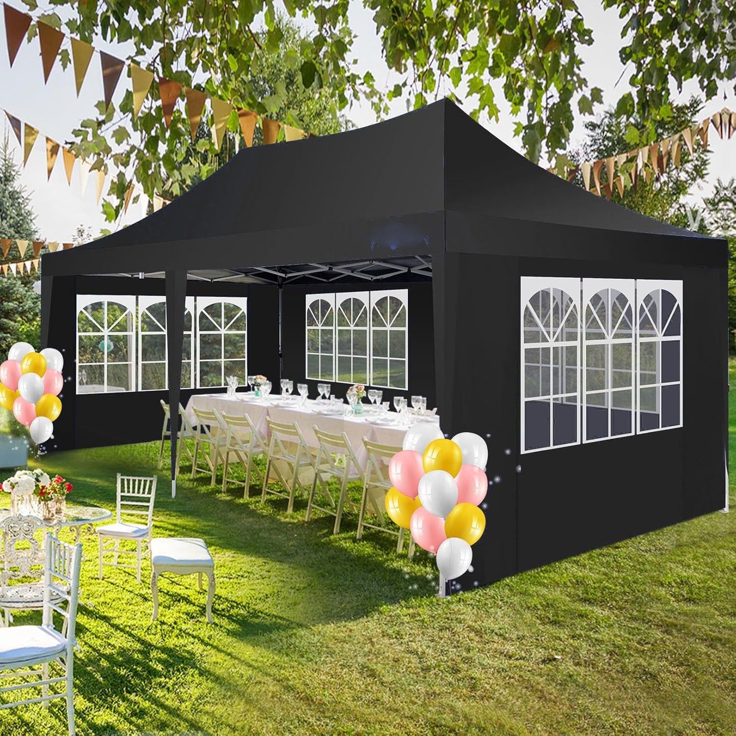 🔥[Hot sale]🔥10x20Pop up Canopy Tent with 6 sidewalls Commercial Heavy Duty Canopy UPF 50+ All Weather Waterproof Outdoor Wedding Party Tents