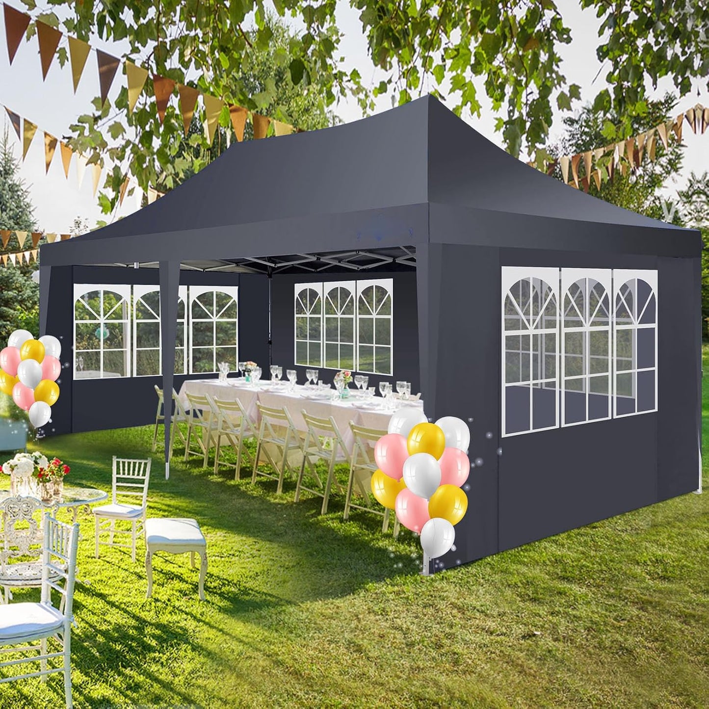🔥[Hot sale]🔥10x20Pop up Canopy Tent with 6 sidewalls Commercial Heavy Duty Canopy UPF 50+ All Weather Waterproof Outdoor Wedding Party Tents