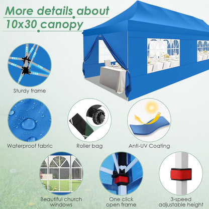 🔥[Hot sale]🔥10x20Pop up Canopy Tent with 6 sidewalls Commercial Heavy Duty Canopy UPF 50+ All Weather Waterproof Outdoor Wedding Party Tents