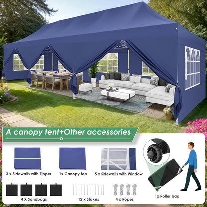 🔥[Hot sale]🔥10x20Pop up Canopy Tent with 6 sidewalls Commercial Heavy Duty Canopy UPF 50+ All Weather Waterproof Outdoor Wedding Party Tents