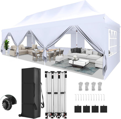 🔥[Hot sale]🔥10x20Pop up Canopy Tent with 6 sidewalls Commercial Heavy Duty Canopy UPF 50+ All Weather Waterproof Outdoor Wedding Party Tents