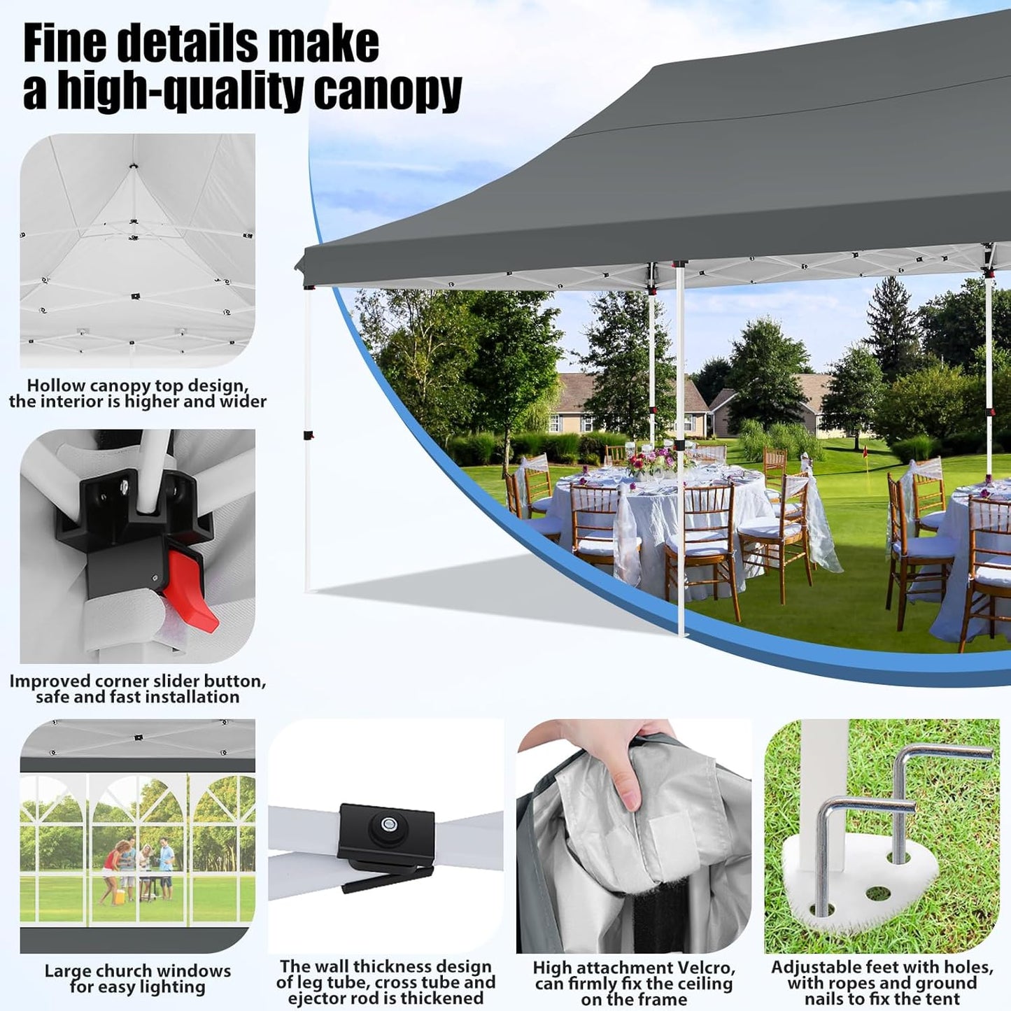 🔥[Hot sale]🔥10x20Pop up Canopy Tent with 6 sidewalls Commercial Heavy Duty Canopy UPF 50+ All Weather Waterproof Outdoor Wedding Party Tents