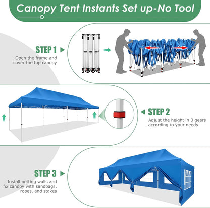 🔥[Hot sale]🔥10x20Pop up Canopy Tent with 6 sidewalls Commercial Heavy Duty Canopy UPF 50+ All Weather Waterproof Outdoor Wedding Party Tents
