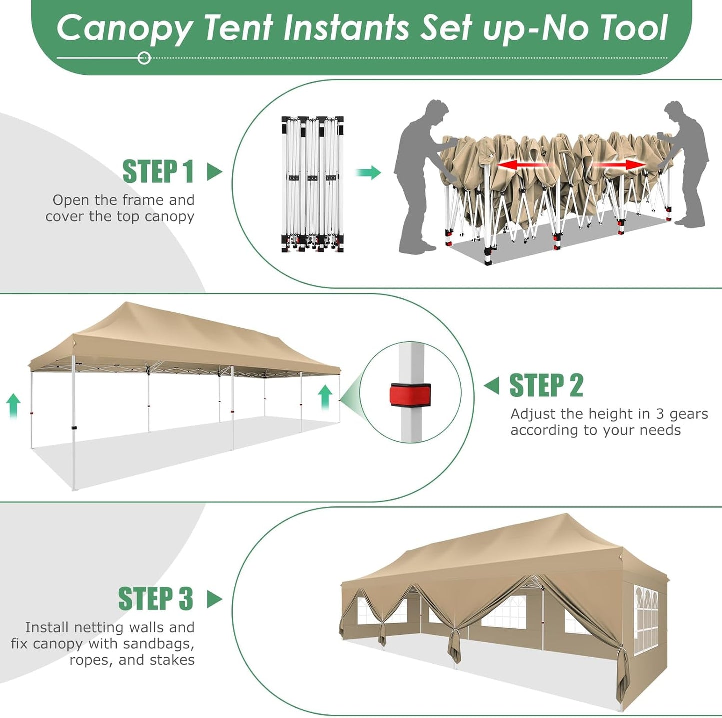 🔥[Hot sale]🔥10x20Pop up Canopy Tent with 6 sidewalls Commercial Heavy Duty Canopy UPF 50+ All Weather Waterproof Outdoor Wedding Party Tents