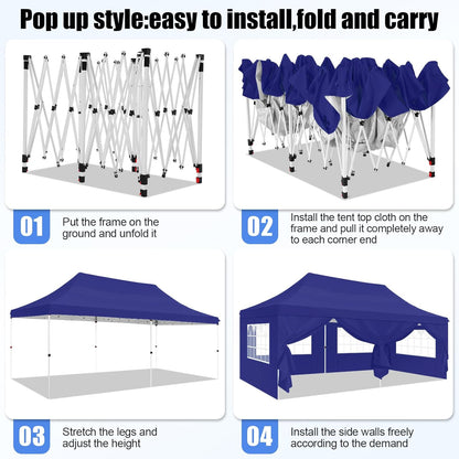 🔥[Hot sale]🔥10x20Pop up Canopy Tent with 6 sidewalls Commercial Heavy Duty Canopy UPF 50+ All Weather Waterproof Outdoor Wedding Party Tents
