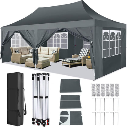 🔥[Hot sale]🔥10x20Pop up Canopy Tent with 6 sidewalls Commercial Heavy Duty Canopy UPF 50+ All Weather Waterproof Outdoor Wedding Party Tents