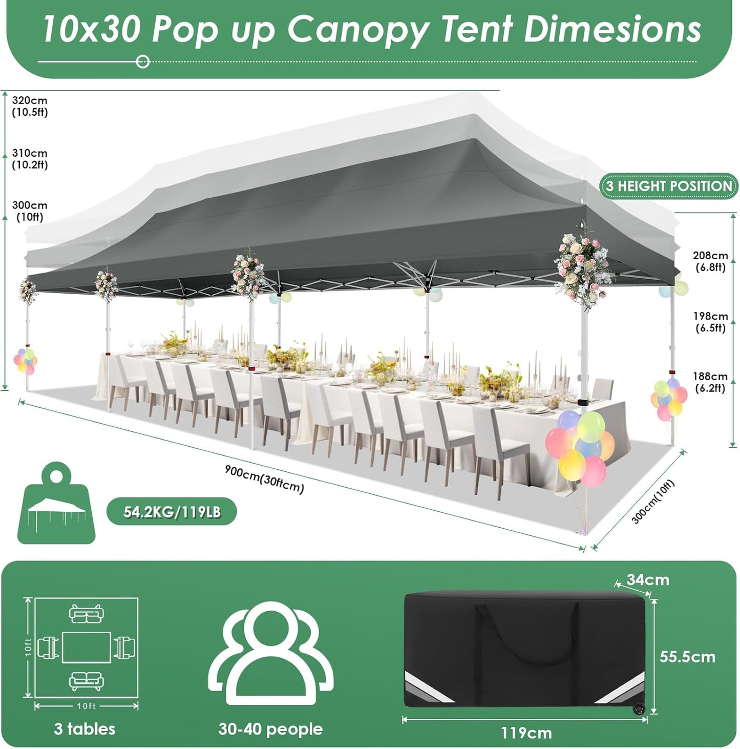 🔥[Hot sale]🔥10x20Pop up Canopy Tent with 6 sidewalls Commercial Heavy Duty Canopy UPF 50+ All Weather Waterproof Outdoor Wedding Party Tents